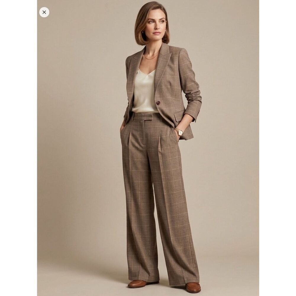 🔥 Take 50% OFF-Newport News Tan Blazer & Pants Set, Jacket Size 16 &Pant Size 14